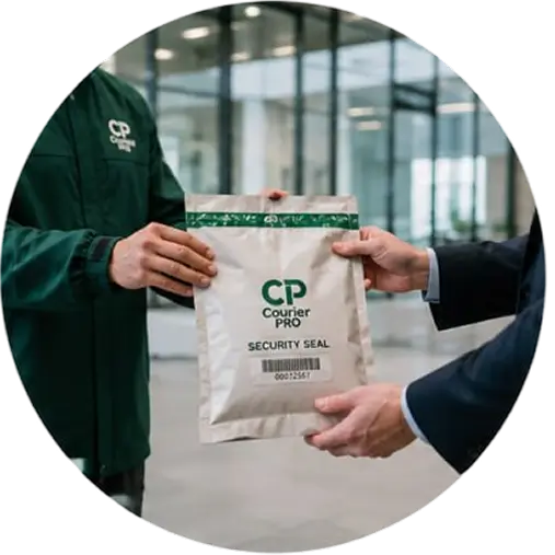 Courier Pro employee packing a parcel